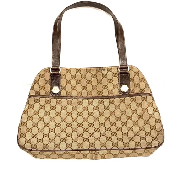 GUCCI Monogram Handbag Charmy Brown Leather MADE IN ITALY - Picture 3 of 12